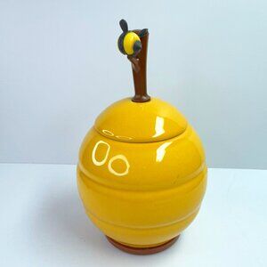 Small Ceramic Honey Pot Jar With Dipper Stick and Decorative Bee by Joie